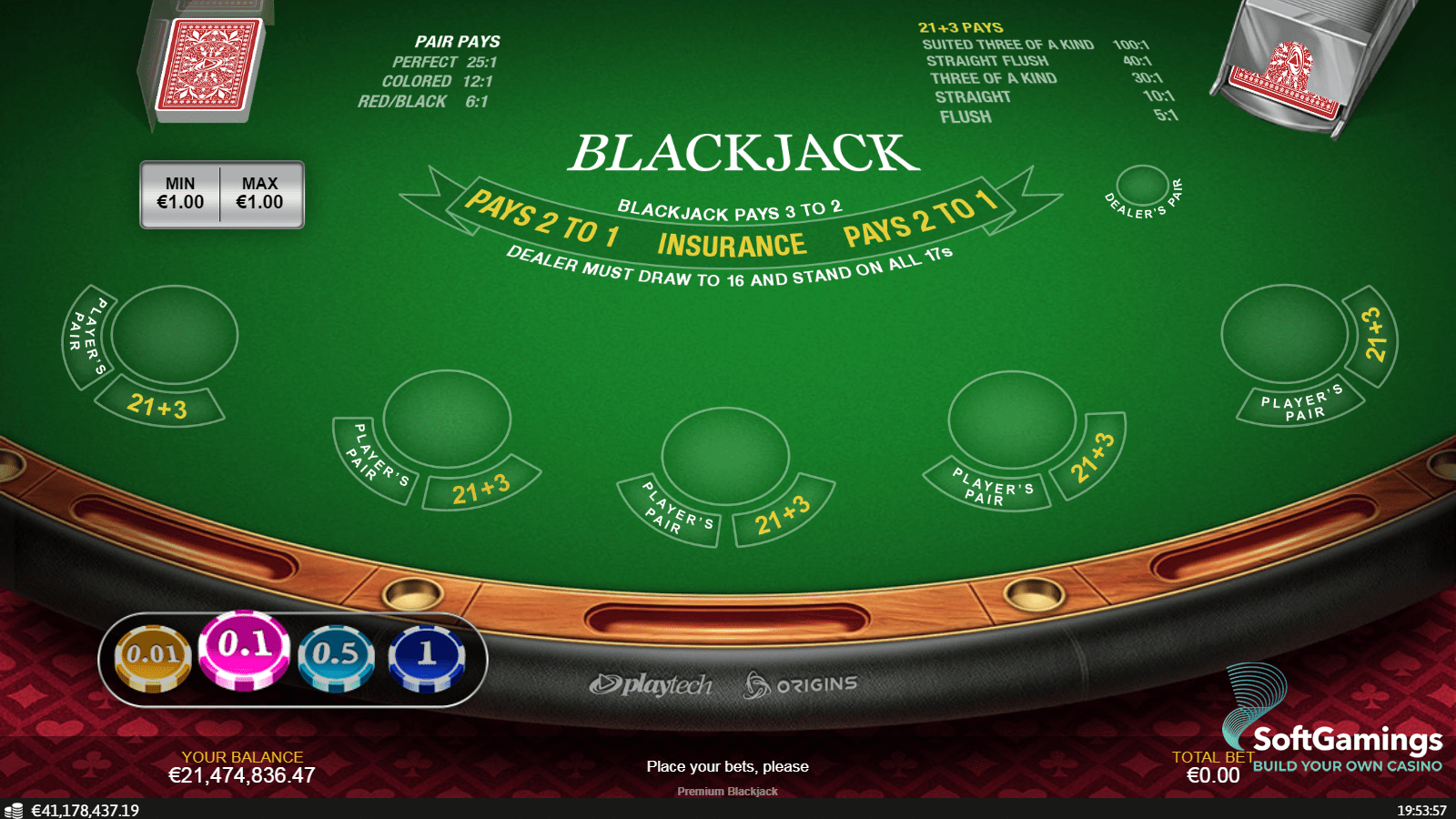 Plataforma premium de blackjack