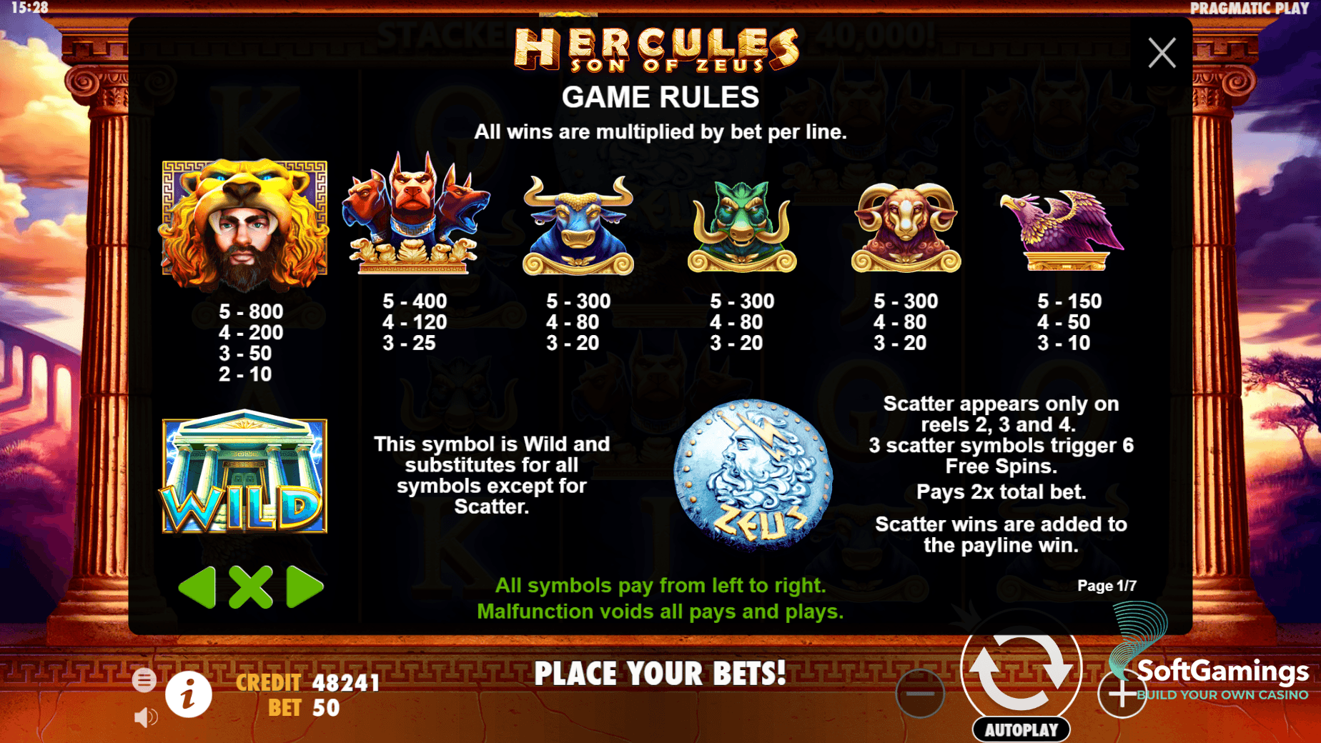 Hercules Son of Zeus - Games catalogue PragmaticPlay | SoftGamings