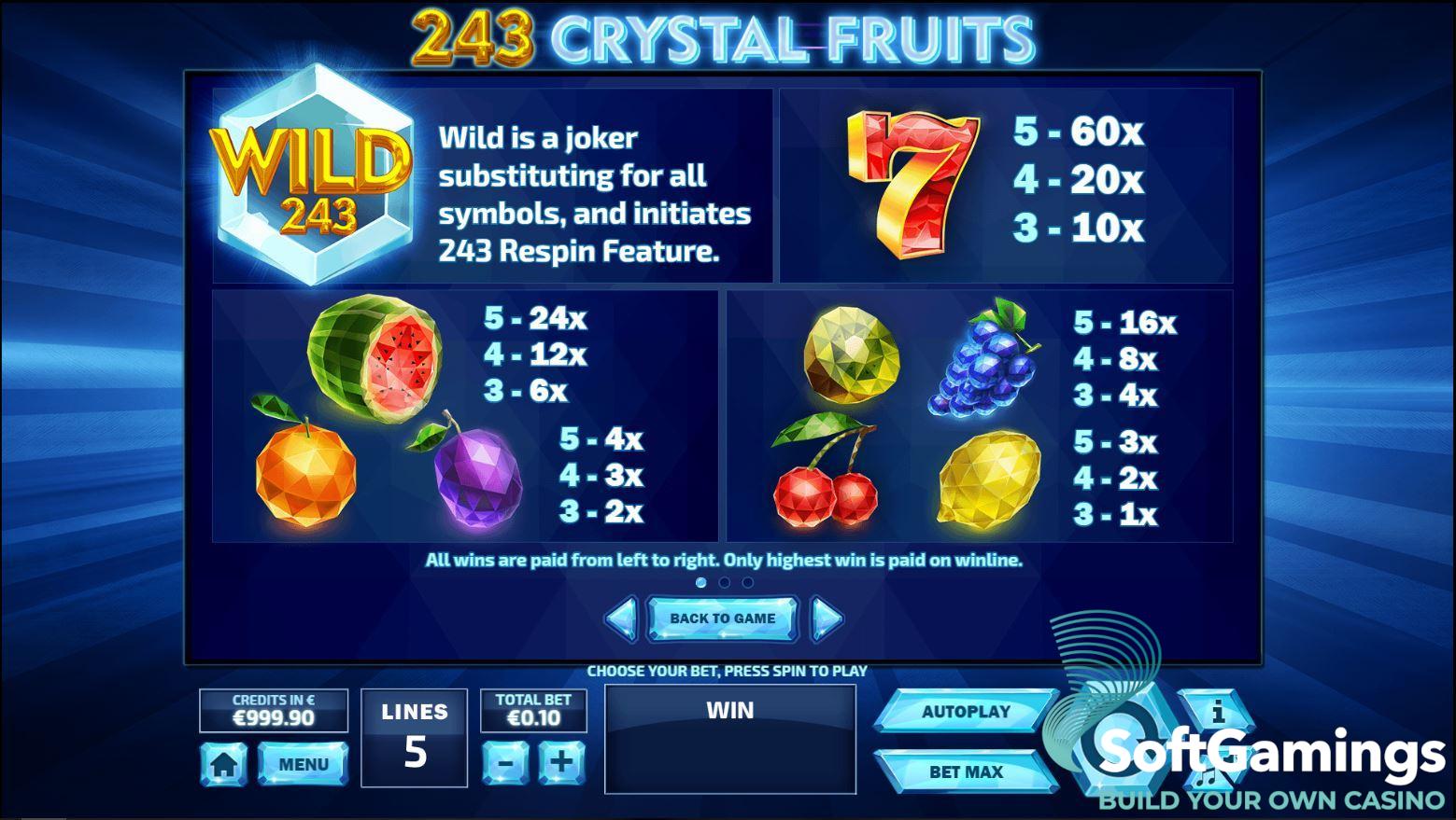 243 Crystal Fruits - Игры TomHorn | SoftGamings